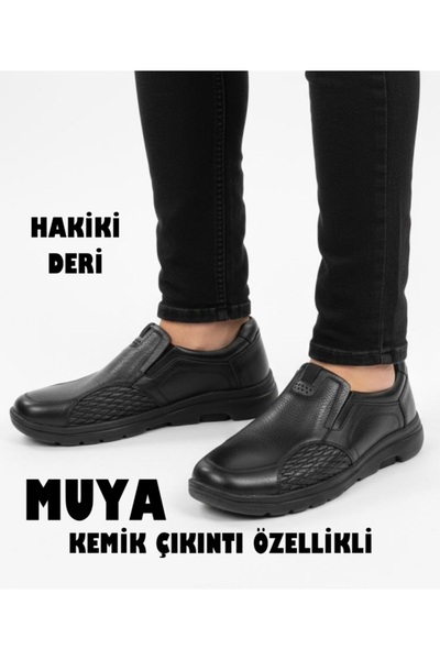 Neco Muya Genuine Leather, Orthopedic Father's Shoes with Bone Protrusion Fea...