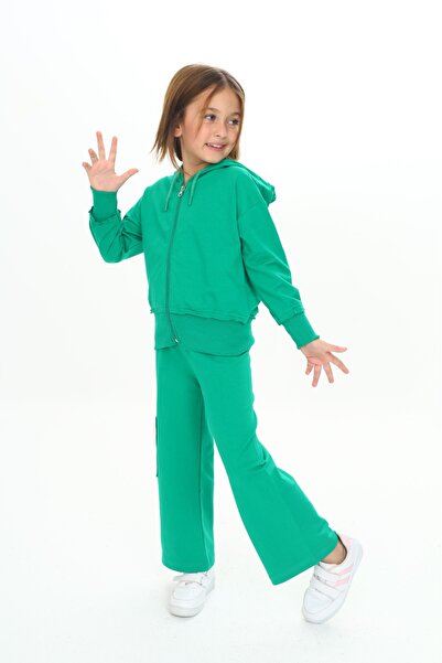 Toontoy Set de 2 piese pentru fete: Hanorac cu glugă și fermoar și pantaloni ...