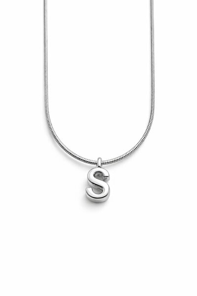 Vipfoni Gümüş Renk Minik Harf Çelik Kolye - S