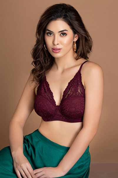 Clovia Padded Underwired Full Cup Bra in Maroon