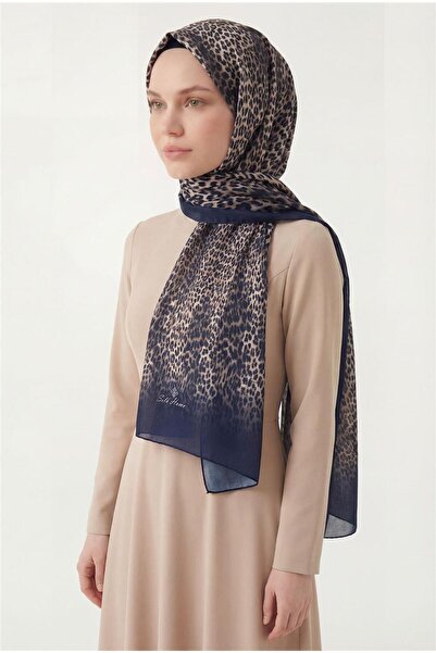 Silk Home Leopard Pattern Cotton Midnight Blue 90X200 Soft Shawl