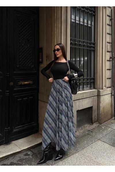 BLUSS Black Jacquard Lace Long Skirt