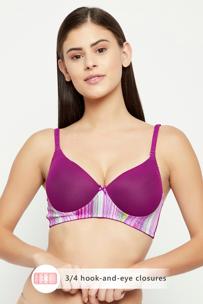 Clovia Level 1 Push-up Non-Wired Demi Cup Multiway Bra in Dark Purple
