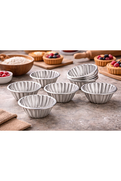 Dania Silver aluminum tart mold and dessert cups set, 10 cm - 5 cm high - 12-...