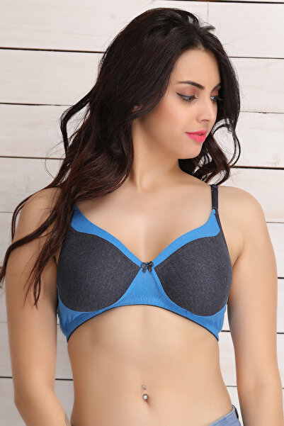 Clovia Full Cup Non-Wired T-Shirt Bra in Navy - Cotton
