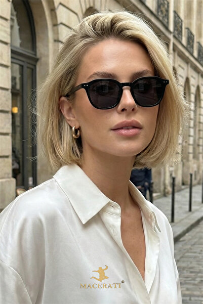 MACERATİ Magnoli Oval Unisex Black Uv400 Filtered Sunglasses