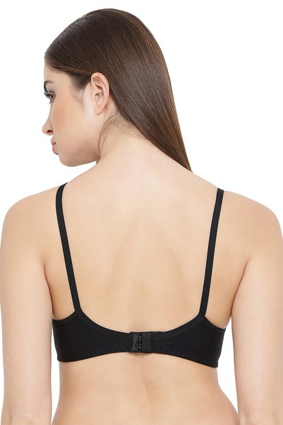 Clovia Full Coverage T shirt Bra With Cross-Over Moulded Cups In Black - Cotton Rich