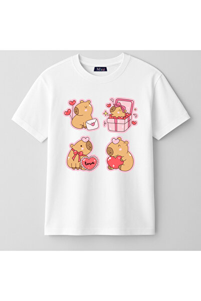 mixxi fashion تي شيرت لطيف للفتيات بأكمام قصيرة مطبوع عليه بالونات على شكل قل...