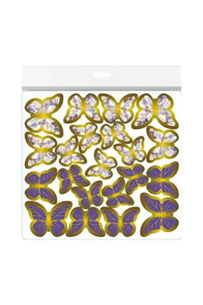 TATLI GÜNLER Mor Gold Varaklı Kelebek Pasta Dekor Süs 63 Adet
