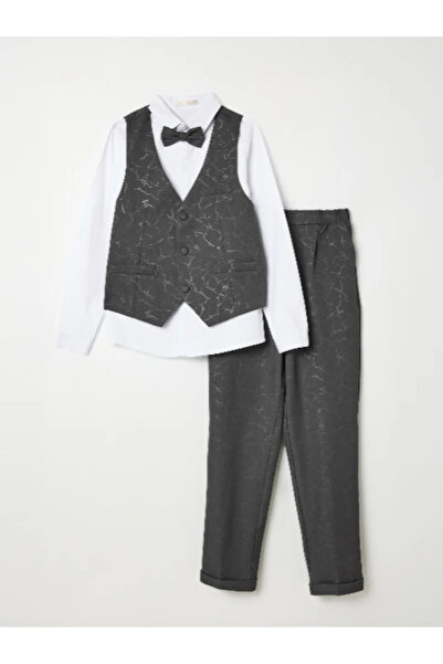 Victor and Jane Dark Grey Waistcoat, Shirt, Trousers & Bow Tie Set