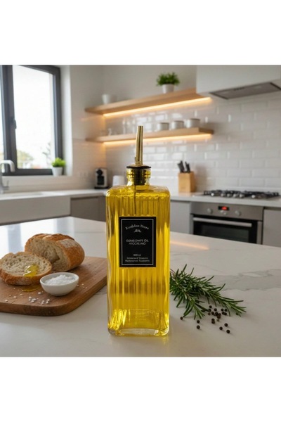 MİMOZA PARK Gold Sızdırmaz Kapaklı Cam Yağdanlık Sosluk Sirkelik 350 ml