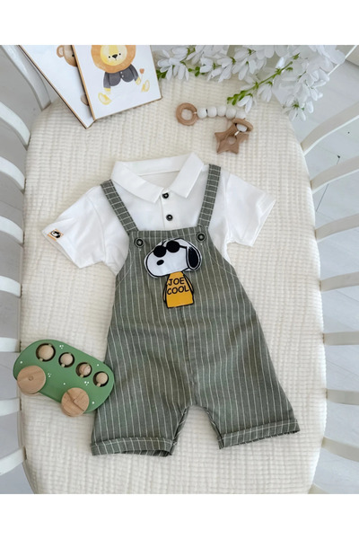 hümabebe Joe cool çizgili salopet penye badi yazlık 2 parça set