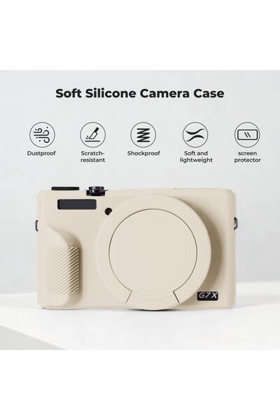 K&F CONCEPT K&F Canon G7X Mark III Uyumlu Silikon Kılıf / KREM ( Sadece Kılıf )