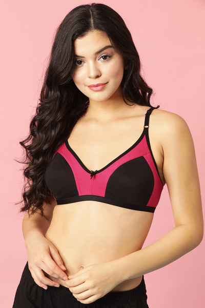 Clovia M-azing Non-Padded Non-Wired Colourblocked Full Coverage Bra In Black ...