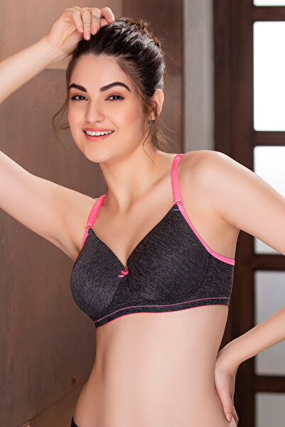 Clovia Padded Non-Wired Full Cup Multiway T-shirt Bra in Dark Grey