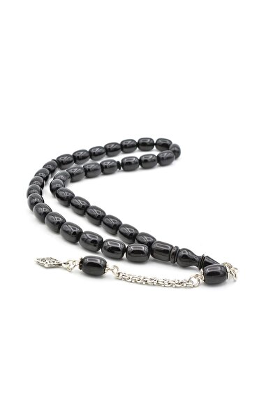 Murty99 Silver Plated Whipped Capsule Cut Black Katalin Rosary