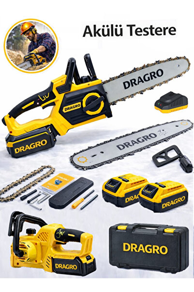 Dragro 21v Kömürsüz Dijital Gösterge Otomatik Yağlamalı Akülü Dal Kesme Budam...