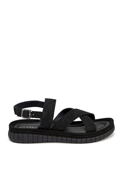 Tergan Siyah Hakiki Süet Deri Kadın Sandalet - K25Y1SN67844-A01