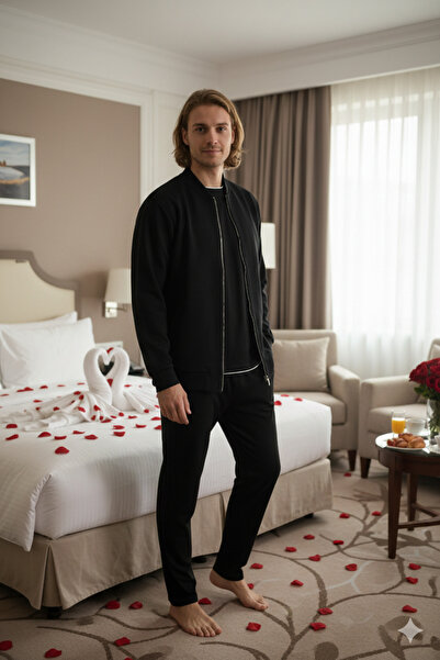 KLY 5-Piece Premium Men's Pajama & Loungewear Set – Front-Zip Top, 4-Season S...