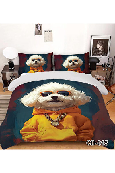 FIONNA.RO Finet 4 Piece 5D 1 Person Duvet Cover Set - Puppy With Sunglasses