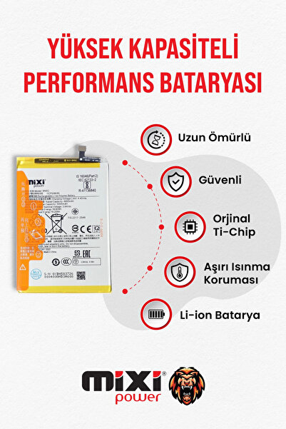 mixipower Redmi 13C Uyumlu Tam Kapasite Batarya 1 Yıl Garantili