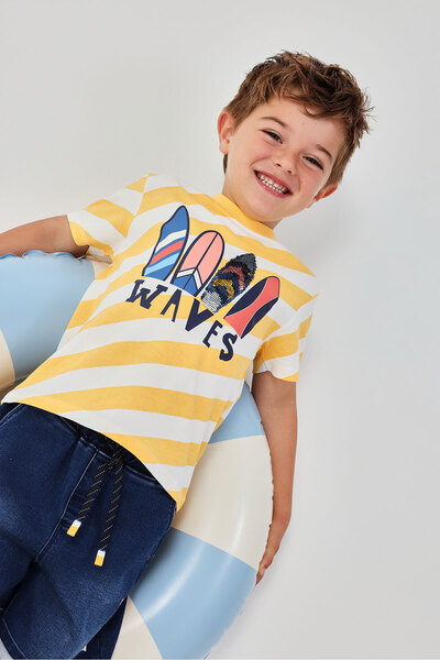 Boboli Waves Patterned Tshirt 2-6 Years Yellow
