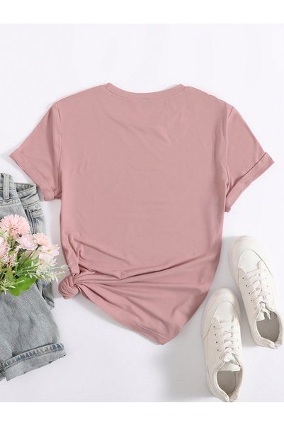 shams style تي شيرت نسائي مطبوع عليه قلب