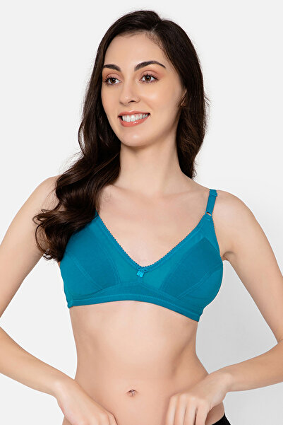 Clovia Non-Padded Non-Wired Full Cup Bra in Sky Blue - Cotton