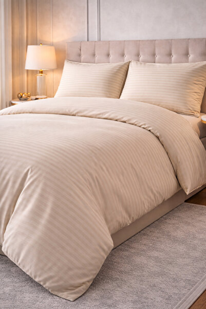 HAMRALİFE Double Cotton Satin Duvet Cover Set 200 X 220 Cream