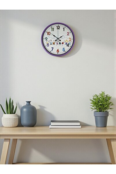 Lunaev ساعة حائط لغرفة الأطفال باللون الأرجواني مقاس 36 سم