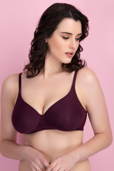 Clovia Padded Non Wired Full Coverage T-shirt Bra in Purple