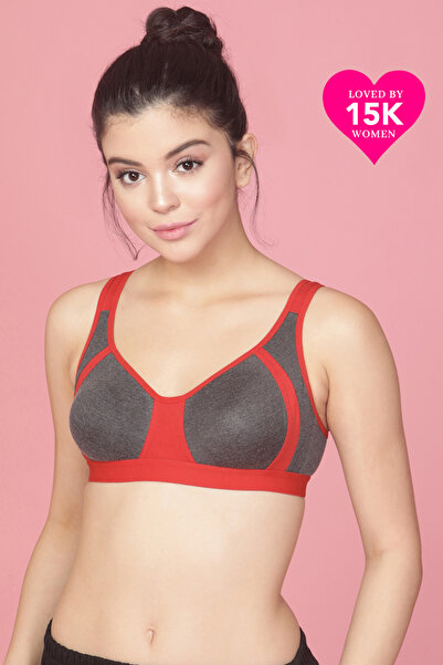Clovia Non-Padded Non-Wired Full Coverage T-Shirt Bra in Red - Cotton Rich