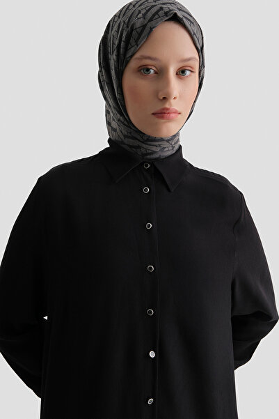 Armine Logolu Uzun Tunik Siyah