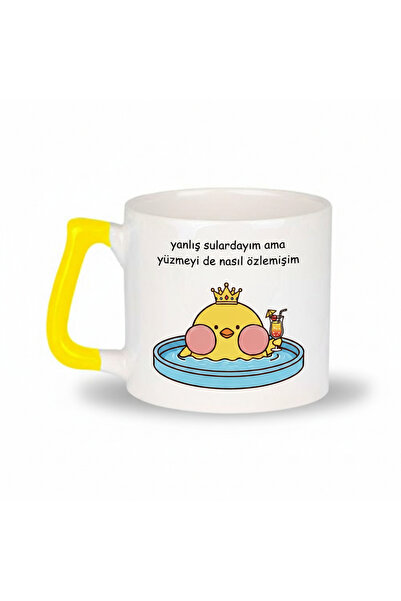 DeseneBak Yanlış Sulardayım Ama Yüzmeyi de Nasıl Özlemişim Yazılı Sarı Kulplu...