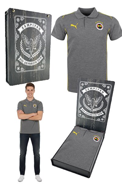 Fenerbahçe Original Licensed 2024/25 a Team Adult Polo Collar Gray T-Shirt wi...
