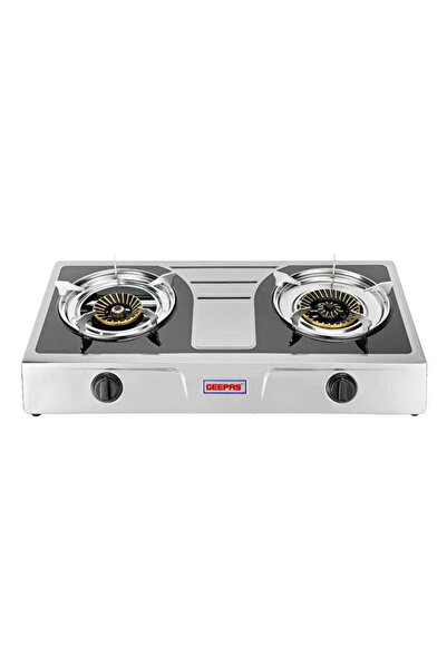 Geepas Two Burner Stainless Steel Gas Burner Stove Auto Ignition, Outdoor Gri...