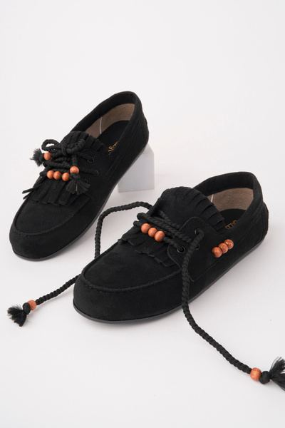 Madam Tarz Dzy-460 Beaded Detailed Tasseled Ballerinas