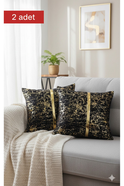 baladı home ev tekstil home collection Lüks 2'li Kadife Kırlent Kılıfı Seti -...