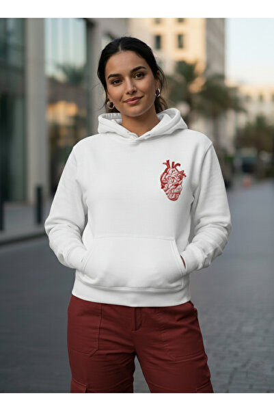 Eritqaa Women's Gold Glitter Deer Horn Printed White Hoodie / New Year Themed...