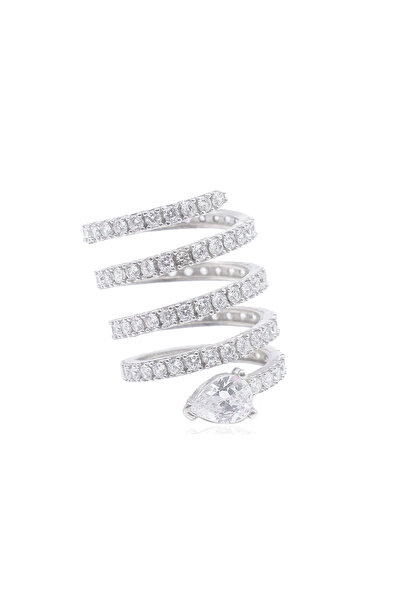 Bayemeyc LUSTER KRİSTAL TAŞLI SARMAL GÜMÜŞ YÜZÜK