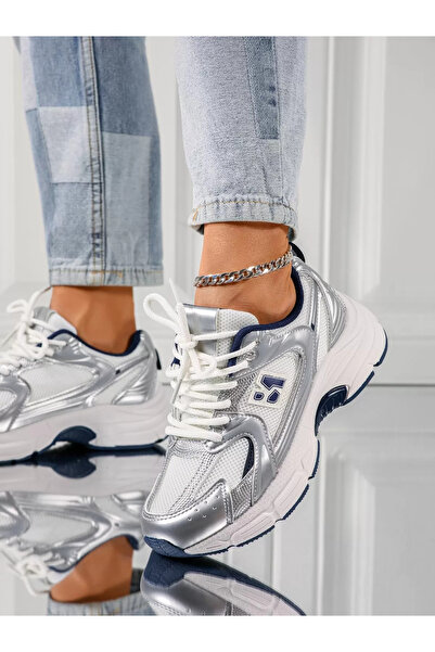 Zaira Women's silver textile sneakers Charlotte #19170 - 40