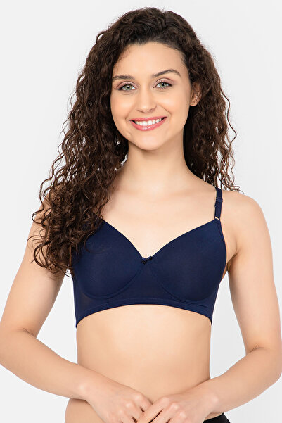 Clovia Padded Non-Wired Full Cup T-shirt Bra in Navy
