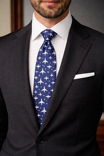 CROATE Special Pattern Navy Blue Tie for Pilots