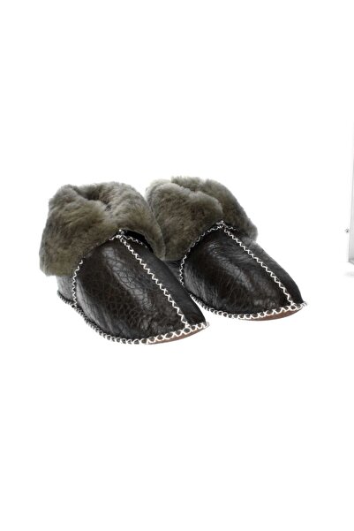ShearCozy Doğal Deri Slip-on Koyu Yeşil Ev Botu
