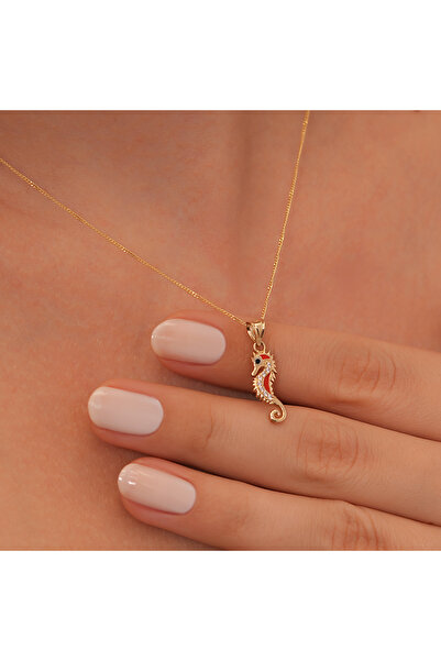 Akar Jewellery Altın Denizatı Kolye – Kristal Taşlı Okyanus Temalı Kolye