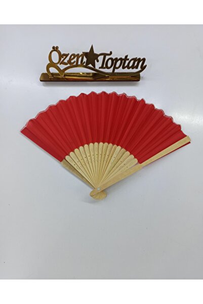 ÖZENTOPTANHEDİYELİK Kırmızı Ahşap Saplı Kağıt Yelpaze nişan kına söz hediyeli...