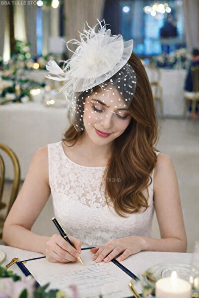 bbays new trend Nikah Şapkası Vualet Gelin Kep Tüllü Saç Aksesuarı Şık Tasarı...