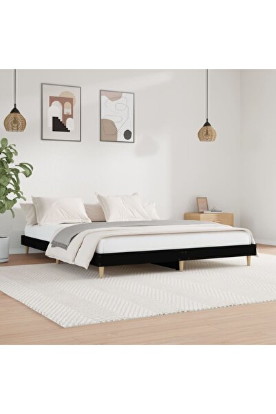 Concept Cadru de pat, negru, 150x200 cm, lemn prelucrat