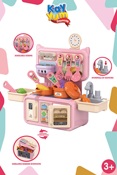 Saule Musluklu Sulu Mini Mutfak Seti Mutfak Oyuncağı Mavi Renkli Oyuncak