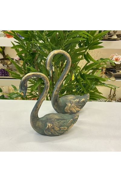 Gold home design 2'li dekoratif kuğu biblo